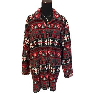 Vintage Fleece Palmetto Button Down Cardigan Jacket Size Medium